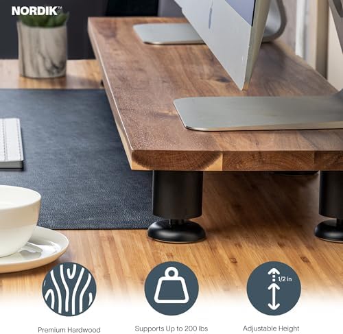 Nordik Dual Monitor Stand Riser -Hardwood Acacia Monitor Shelf 42x10.5 in - Image 7