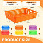 12 Pack Classroom Storage Baskets, Plastic Paper Trays for Desk Organization, Turn-in Trays for Teachers and Students, Stackable Organizer Bins for School Office-Bright Color - Image 2