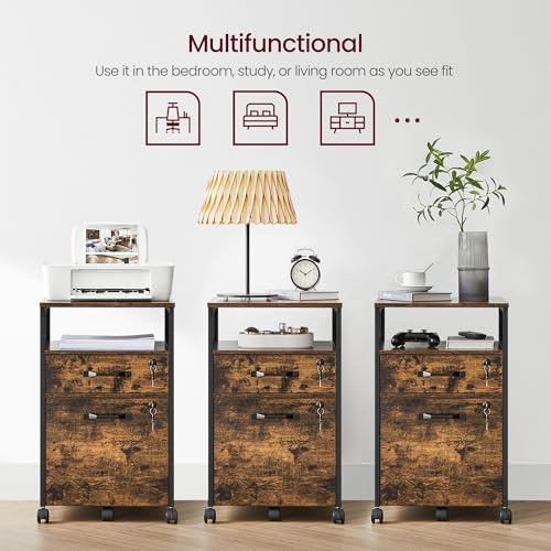 VASAGLE 2 Drawer File Cabinet with Lock, Rolling Printer Stand - Image 7