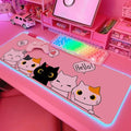 JMIYAV Pink Kawaii Cat RGB Gaming Mouse Pad 31.5x12 Inch PC XL Large Extended Glowing Led Light Up Cool Mouse pad Desk Pad Non-Slip Rubber Computer Mouse Mat Cute Mousepad 31.5x12 Inch by JMIYAV