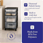 HOMZ Drawer Tower, 4-Tier Storage Cart with Removable Wheels, Black Frame - Image 5