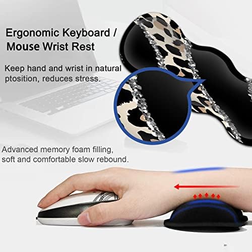 Black Large Gaming Mouse Pad - 31.5x11.8, Ergonomic Memory Foam Wrist Rest Support, Non-Slip Base, Leopard Design - Image 3