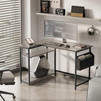 Pamray 40 Inch L Shaped Computer Desk with Reversible Side Storage Shelves, Small Corner Desk for Small Space Home Office, Writing Study Table PC Desk for Bedroom, Grey - Image 2