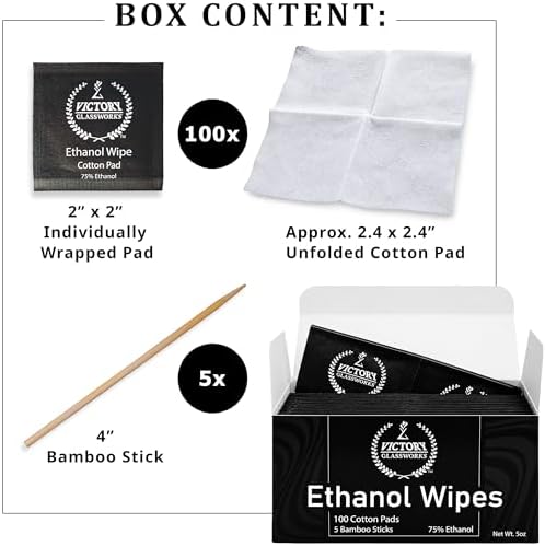 Victory Glassworks™ Ethanol Wipes, 75% Ethanol, 60mm x 60mm Cotton Cleaning Cloths, 100 Pack (400) - Image 2