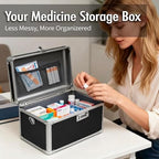 Black Medication Combination Lock Boxes with Code for Personal Items, Medicine Lockbox for Documents 12.8 x 7.6 x 8.27 Inches Colorful Medium - Image 4
