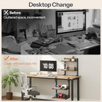 HOOBRO Clamp On Desk Shelf, 2-Tier Desktop Organizer, Space-Saving Desk Shelf with Adjustable Shelves, for Office, Study, Entertainment Accessories, Rustic Brown and Black BF32SJ01 - Image 6