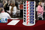 Marketing Holders Spinning Business Card Holder 64 Pockets for 3.5" x 2" Contact Info Cards Clear and White Acrylic Countertop Display - Image 2