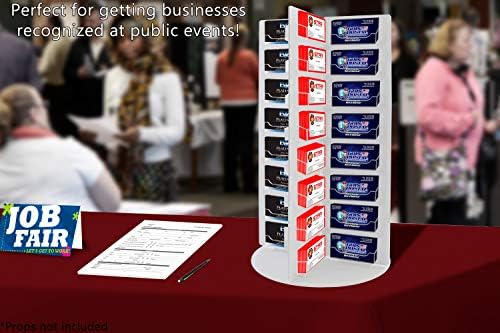 Marketing Holders Spinning Business Card Holder 64 Pockets for 3.5" x 2" Contact Info Cards Clear and White Acrylic Countertop Display - Image 2