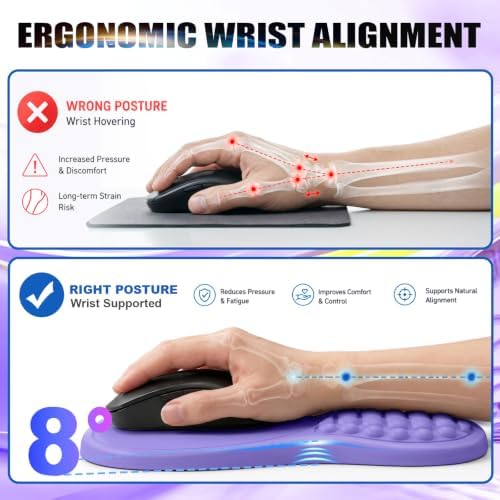 Ergonomic Keyboard Wrist Rest Mouse Pad Wrist Support Set, Purple - Image 6