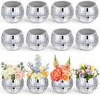 12 PCS Disco Ball Candle Holder, 6.6x4.9cm Disco Ball Party Decorations Multifunctional Discos Flower Vase for Wedding Centerpieces,Birthday,Office,Bedroom Decor by Unknown