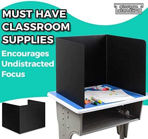 22-Pack Desk Dividers for Students - Durable & Waterproof Plastic Study Carrel Divider, Classroom Folders Teacher Supplies, Easy-to-Clean Plastic Privacy Shield Folder Boards for Student Desks, Black - Image 5