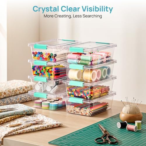 Vtopmart 8 Pack 3 Qt Clear Storage Bins with Lids for Building Blocks，Craft - Image 6