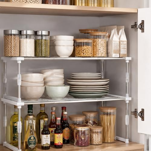 Youyole 4 Set Adjustable Cabinet Organizer, Expandable Steel Kitchen Rack - Image 2