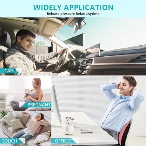 FLORICH 3 PCS Seat Cushion for Carseat Lumbar Support Pillow Car Neck Headrest Pillows 100% Memory Foam Seat Pads Pressure Relief Back Cushion for Office Chair(Pink) - Image 3