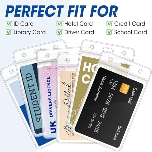 400 Pcs Vertical Badge Holders, Waterproof ID Badge Holder, Clear ID Card Holder with Resealable Zip for Proximity Cards, RFID, Credit Cards - Image 3