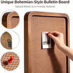 Boho Bulletin Board for Wall, 13" x 17" Aesthetic Rattan Cork Board with Wooden Frame, Decorative Pin Board for Photos, Notes & Vision Boards,Wall Organizer for Bedroom, Dorm & Office - Image 4