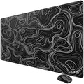 Cacoy 48" x 24" Black Topographic Gaming Mouse Pad, Non-Slip Large Desk Mat by Cacoy