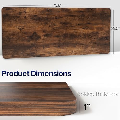 VIVO Rustic Vintage Brown 71 x 30 in Solid Table Top, DESK-TOP71N - Image 3