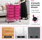 Giantex 10 Drawers Rolling Cart, Classroom Organizers, Storage Cart with Wheels, for Teacher Office Home School Supplies Tool Craft Art Paper, Hot Pink - Image 6