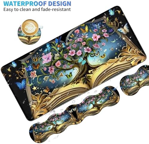 4Pcs Memory Foam Keyboard Wrist Rest Desk Mat Set, Book Tree - Image 4