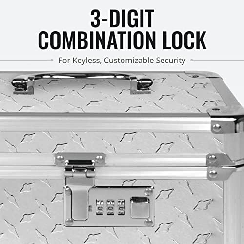 Vaultz Combination Lock Box - Secure Safe for Documents, Valuables, Medicine & Money - 10 x 7.25 x 7.75 Inch - Silver Treadplate - Image 5