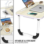Zapuno Laptop Lap Desk, Foldable Laptop Table Tray with 4 USB Ports Storage Drawer and Cup Holder, Lap Bed Desk Notebook Stand Laptray Portable Standing Table for Bed Couch Floor - Image 3