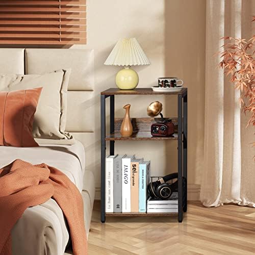 LELELINKY 3 Tier End Table,Record Player Stand with Storage Up to 100 Albums,Turntable Stand for Vinyl,Brown Records Shelf for Living Room Bedroom - Image 3