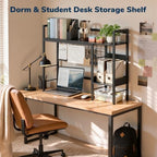 Desk Shelf, 38.6" Desk Hutch with Pegboard Hooks Set, Black - Image 4