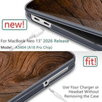 DONGKE Compatible with MacBook Neo 13 Inch Case 2026 A3404 A18 Pro chip & Touch ID, Plastic Hard Shell with Keyboard Cover, Screen Protector & Dust Plugs, Wood Grain - Image 3