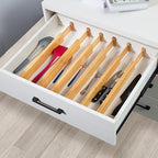 VaeFae 12-Pack Adjustable Bamboo Drawer Dividers, Expandable Drawer Organizer for Kitchen Utensils, Clothes, Bathroom, Office – Fits Drawer Interiors 16.6" to 21.8" - Image 7