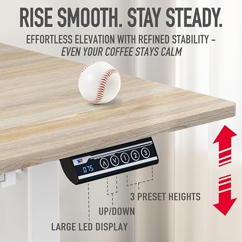 SHW 48-Inch Electric Height Adjustable Standing Desk w/Drawer, Maple - Image 6