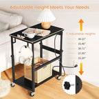 Snughome Oversized Computer Tower Stand with Extended Top & Charging Station, 25.2''-36.2'' Height-Adjustable PC Tower Stand, Rolling CPU Cart with Lockable Wheels for Office Home Gaming - Image 4