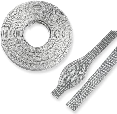 Tinned Copper Braid Cable Wire Shielding Sleeve 5/16 in Wide(0.2 ID)-28ft by BuyUneed