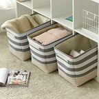 TheWarmHome Extra Large Cube Storage Bins Baskets for Organizing, Sturdy Fabric Storage Basket Cube W/Handles, Decorative Foldable Storage Baskets for Shelves Closet Nursery Toy (3 Pack 16×12×12inch) - Image 5