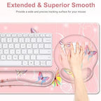 Peach Pink Butterflies Florals Mouse Pad, XXL Large Desk Mat Extended Reading Desk pad, 4 PCS Non-Slip Rubber Base Computer Big Mousepads for Work, Game, Office, Home Decor Cute Girls Woemn Gifts - Image 4