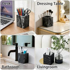 Natural Marble Toothbrush Holder: Pen Holder - Makeup Brush Holder - Marble Organizer for Vanity- Cup for Bathroom - Office & Home Utensil Holder - Desk Organizer - Dark Gray - Image 5