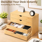 Neando Bamboo Desk Organizer with Drawers, 4-Tier Wooden Desk Organizer, Small Desktop Storage for Office Supplies, Makeup, Accessories, Space-Saving Organizer for Desk, Vanity & Home - Image 2