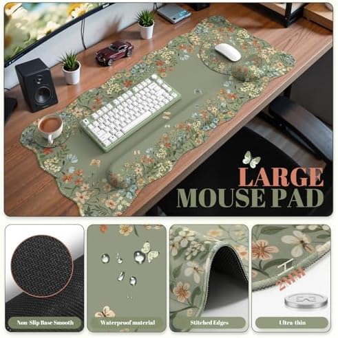 iCasso Keyboard Pad for Workspace, Green 35.4"x15.7" Desk Protector - Image 2