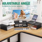 OPNICE Dual Computer Monitor Stand Riser, Desk Organizer with Drawer, Office Desk Accessories & Workspace Organizers for Home Office Supplies, Black - Image 4