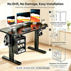 Clamp‑on Desk Leg Shelf, Height‑Adjustable Under Desk Storage Organizer, No Drill Attachable Under Desk Shelf for Standing Desk Accessories, Open 3‑Tier Storage for Home Office Workstation, Black - Image 7