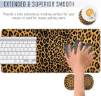TGFEWYTJYJ Extended Gaming Mouse Pad,Memory Foam Ergonomic Keyboard Mouse Wrist Rest Support Set,Large Desk Mat with Stitched Edges,Non-Slip Base Mousepad Home Office,Leopard Print - Image 4
