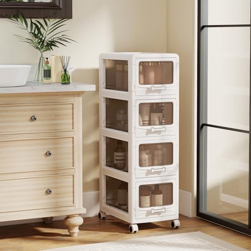 Giantex 4-Tier Rolling Storage Cart, Utility Cart with 4 Drawers & Lockable Wheels for School Art Craft Supplies, Plastic Organizer and Storage for Kitchen, Bedroom and Home Office - Image 2