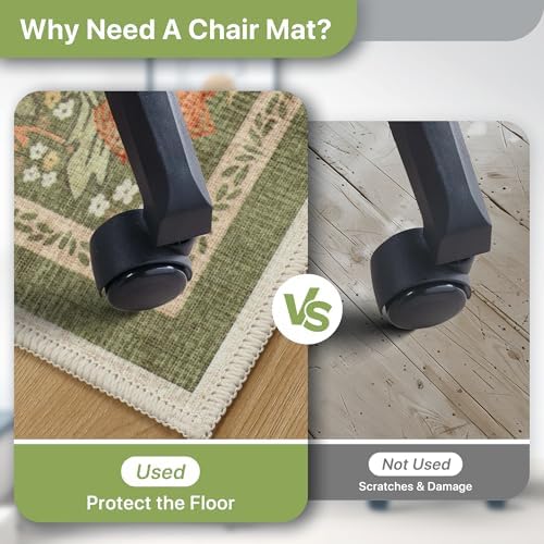 36"x60" Office Chair Mat for Hardwood Floor, Non-Slip Washable Sage Green - Image 4