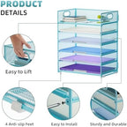 Marbrasse 6 Tier Paper Organizer Letter Tray - Mesh Desk File Organizer with Handle, Paper Sorter for Letter/A4 Office File Folder Holder -Blue - Image 4