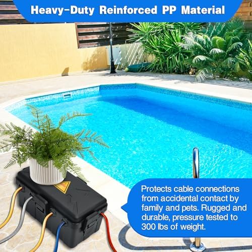 Hrensaw Medium Outdoor Electrical Box(10.6x5.5x4.5inch),Weatherproof Connection Box w/6 Cable Entry,IP54 Waterproof Extension Cord Cover Protect Power Strip,Timer,Plug,Holiday Lights,Black (Pack of 2) - Image 5