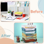 gisgfim 6 Pcs Turn in Trays Classroom Retro Paper Tray for Classroom Organization and Storage Stackable Plastic Book Baskets Turn in Bins Teacher Organizers for Library Drawers School Office Desk - Image 5