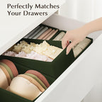 DIMJ Drawer Organizers Clothes, Set of 16 Dresser Organizer Bins, Fabric Closet Organizers and Storage, Shallow Drawer Dividers for Nursery, Clothing, Baby Clothes, Socks, Underwears, Tie (Green) - Image 3