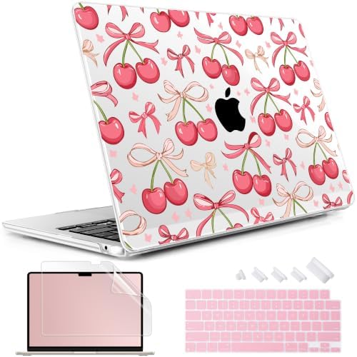 May Chen for M5 MacBook Air 13.6 Inch Case 2026 2025 2024-2022 Release M5 A3449 M4 A3240 M3 A3113 M2 A2681, Plastic Hard Shell Case for MacBook Air 13.6" with Retina Display, Cherries & Bows by MayChen