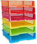 Bright Creations Teacher Supplies Letter Tray Organizer - 6-Pack Rainbow, 9 x 13 x 3 in - Stackable Paper Trays for Classroom & Teacher Desk Organizer by BrightCreations