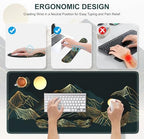 iCasso Large Mouse Pad, 4in1 XXL Mousepad + Keyboard Wrist Rest+Mouse Wrist Rest+Coaster Set with Ergonomic Design for Computer(Cyan-Mountain) - Image 3